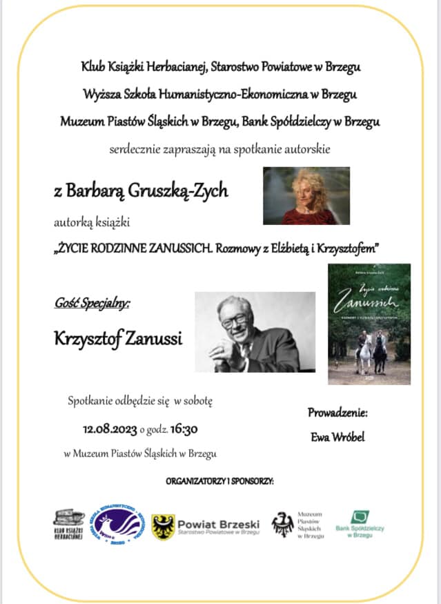 Spotkanie autorskie z Barbarą Gruszką – Zych autorką książki „Życie rodzinne Zanussich. Rozmowy z Elżbietą i Krzysztofem”